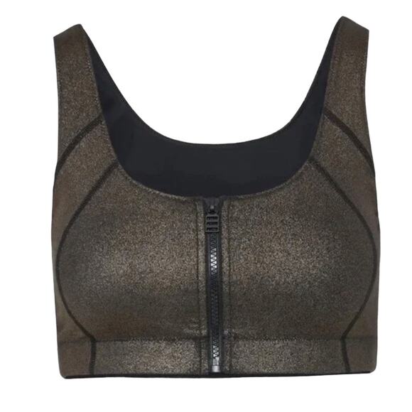 NWT! Solid & Striped High Tide Zip Front Bra Gold Foil - Size 2XL - Picture 6 of 9